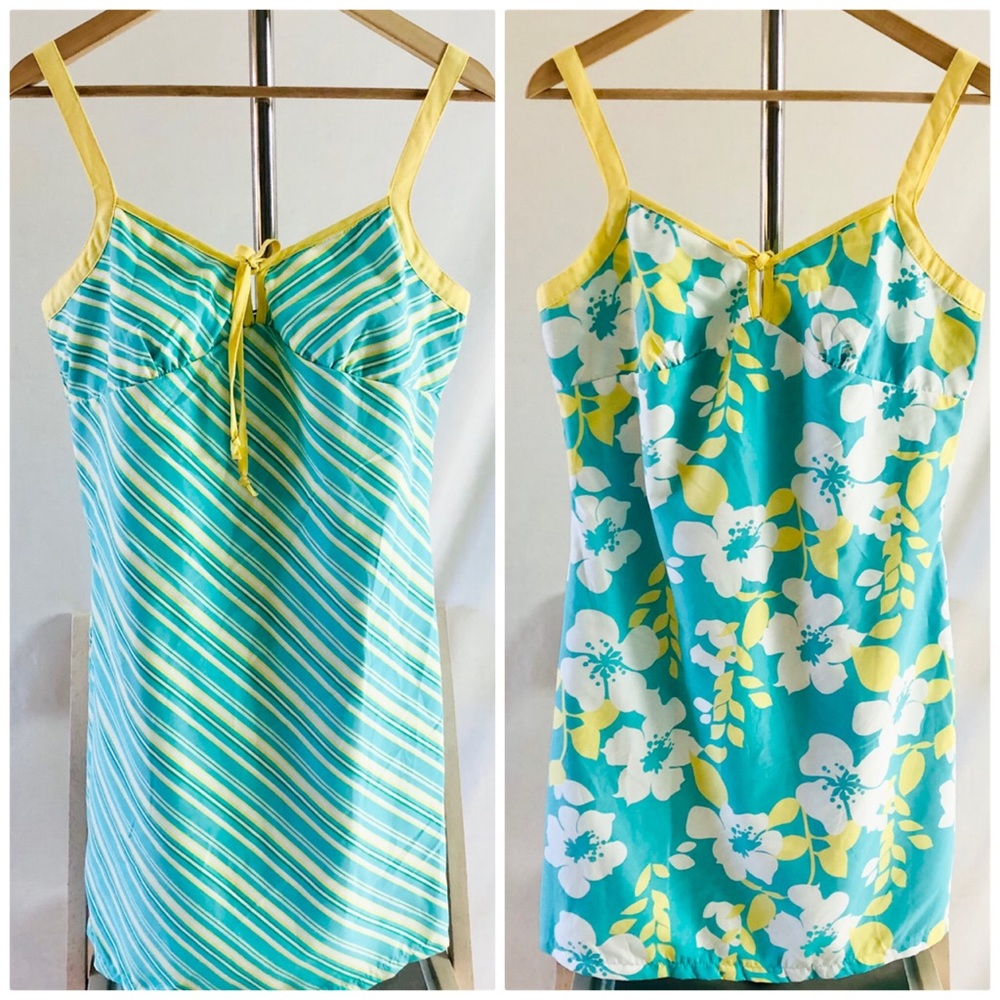Reversible Summer Dress Aloha Floral and Striped Size 6 or Medium